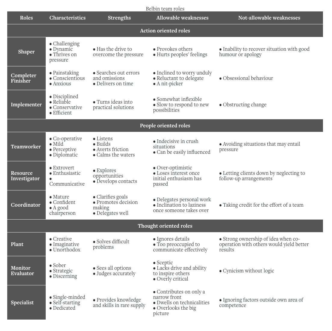 The nine Belbin team roles