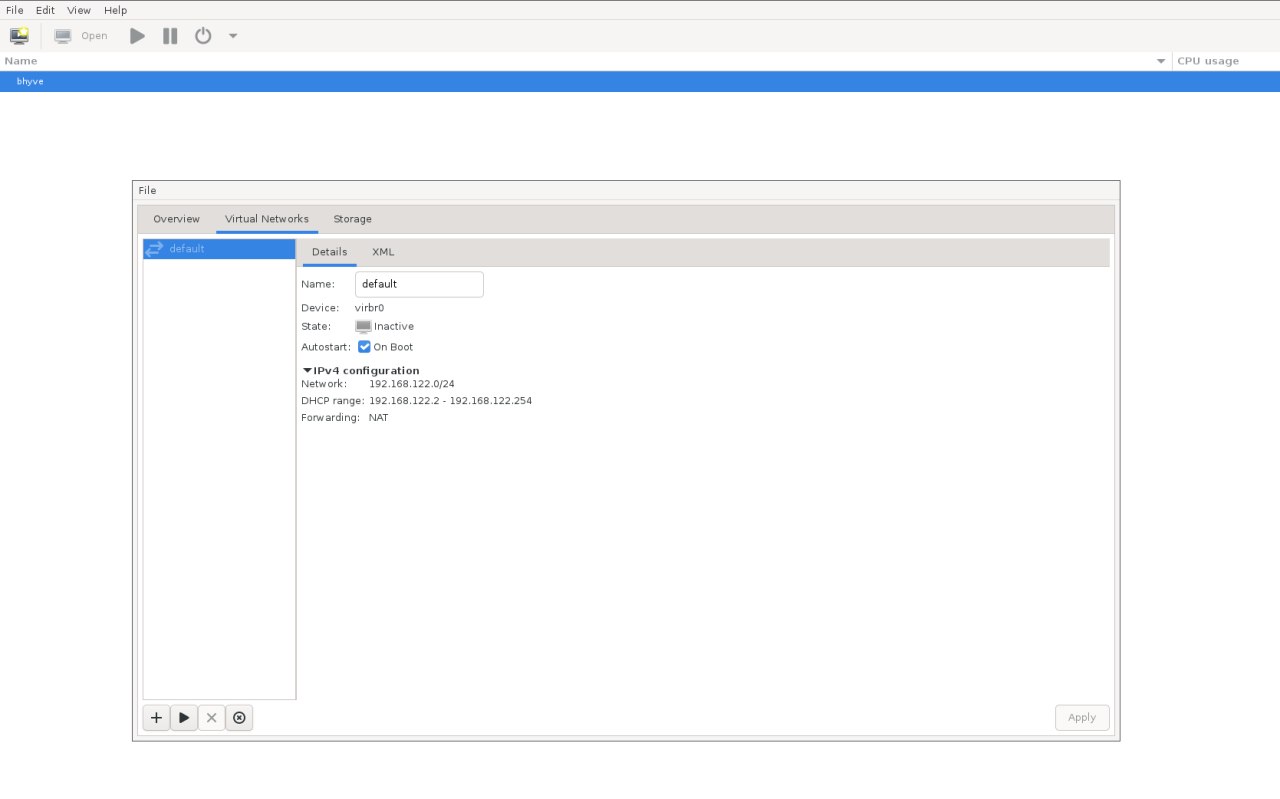 Virtual network dialog