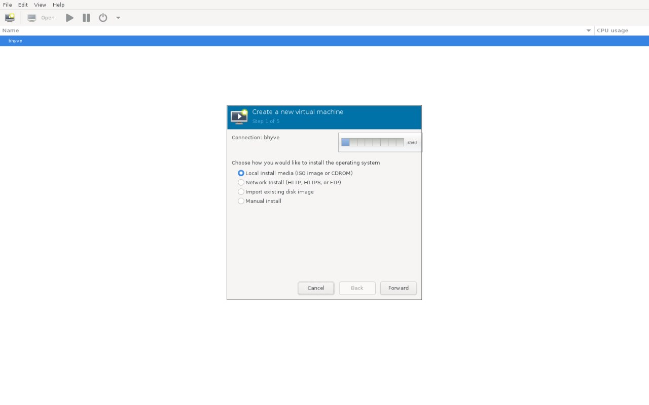 VM install dialog